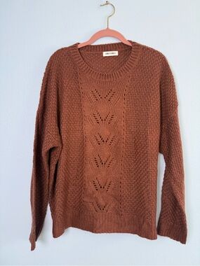 Boutique Brown Crewneck Knit Sweater